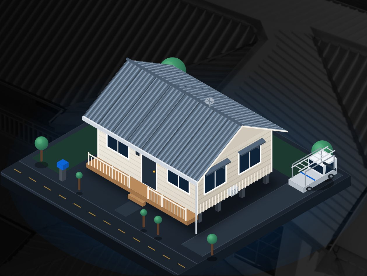 Illustration of the finished Colorbond steel roof on a Queenslander home